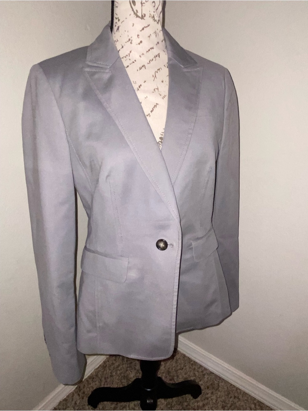 Banana Republic Women's Sz 6 Light Gray Single-Button Loose-Fitted Blazer